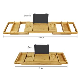 Etagere A Baignoire En Bois Plateau De Baignoire Avec 2 Supports Amovibles Et Porte Savon Tissu Noir Materiau Bambou Achat Prix Fnac