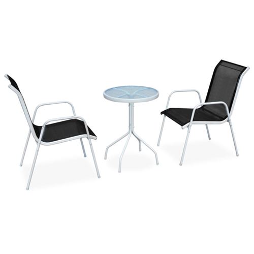 Vidaxl Noir Ensemble Bistro 3 Pcs Acier - Image 3
