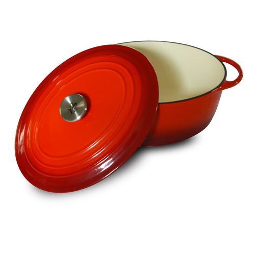 Baumalu Cocotte Fonte Ovale - 29 Cm - Rouge Degrade Tradition
