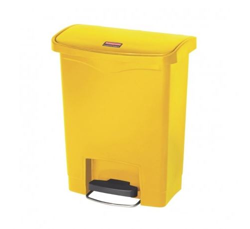 Poubelle à pédale frontale large jaune 30l slim jim step-on
