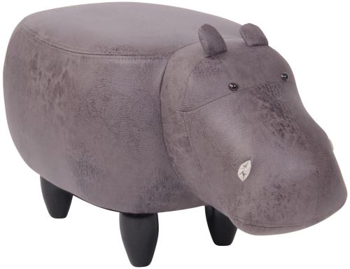 Pouf pour enfants Naulila en similicuir style vintage , Gris foncé