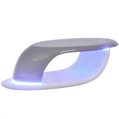 vidaXL Table basse avec bande LED Fibre de verre Blanc et gris