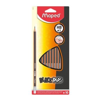 Blister de 10 crayons à bout gommé HB Maped Blackpeps