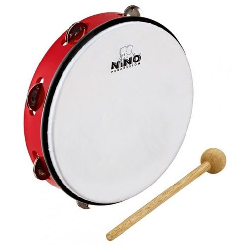 Tambourin ABS 10 à cymbalettes rouge - NINO24R