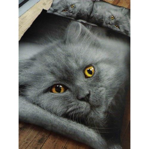 Chaton Gris - Parure de Lit double Chat - Housse de Couette