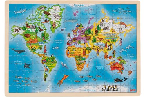 Goki puzzle puzzle carte du monde bois 192-pièces