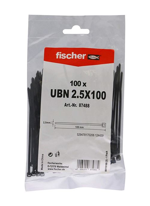 fischer Serre-câble UBN 2.5x100 noir, 87488