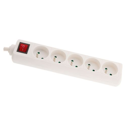 zenitech - Stroomstrip - 230 Volt wisselstroom V - 3680 Watt - uitgangen: 5 (5x voeding) - 1 m kabel - wit