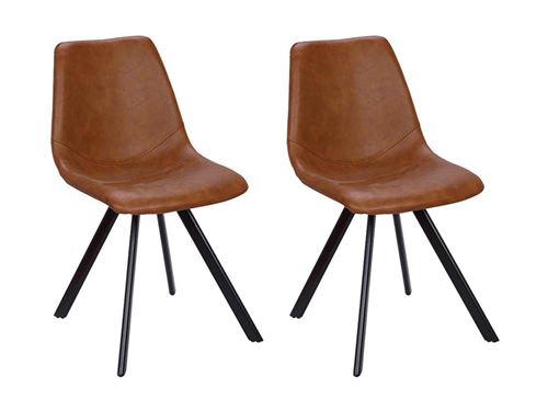 Lot de 2 chaises LUBINE - Simili - Caramel