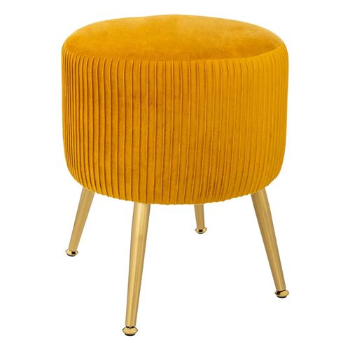 Atmosphera - Tabouret Solaro - Velours - Jaune - 41cm - Image 3