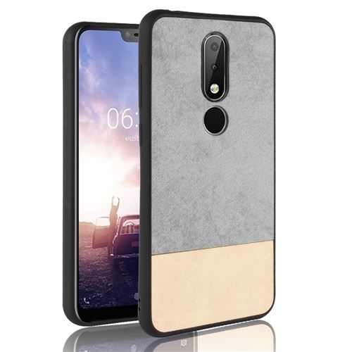 Etui en PU Hybride revêtu d'une couche d'épissure bicolore gris pour votre Nokia X6/6.1 Plus