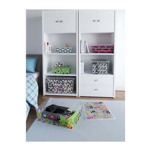 ABM Boîte de rangement C box Style - 50 L - Décor animaux - Noir, rose et gris