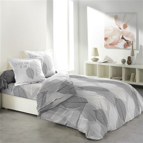 Parure drap 4 p. imprime 57 fils allover solo Gris