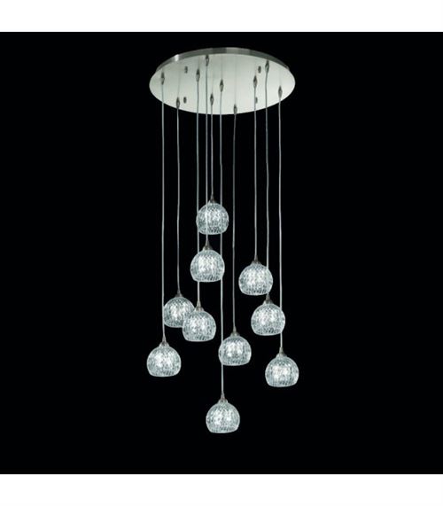 Suspension en nickel satiné Tierney 10 Ampoules Diamètre 40 Cm