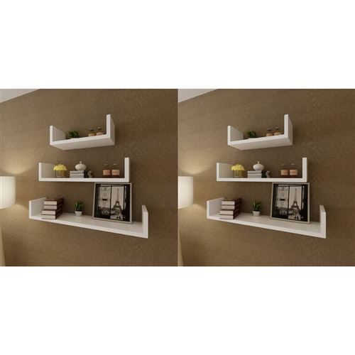 vidaXL Étagères murales 6 pcs Blanc