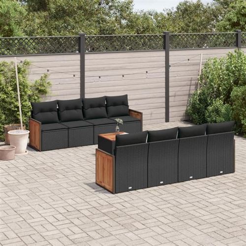 Non Communiqué Noir Salon De Jardin Modulable Vidaxl Resine Tressee 9 Pieces X 59 X 69 8 Personnes