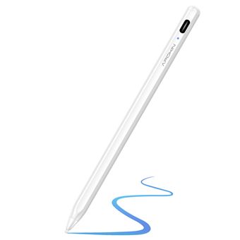 Stylet Tactile Capacitif pour iOS Android Charge USB-C Ultra Fin Autonomie 8H Apokin Blanc - 1