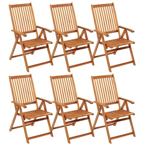 Non Communiqué Bois Vidaxl Chaises Pliables De Jardin 6 Pcs Avec Coussins D'acacia