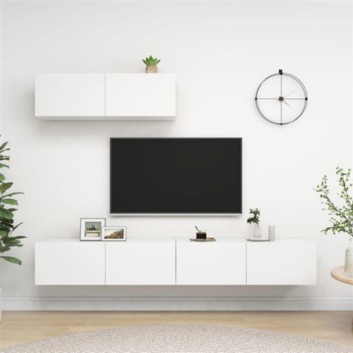 Non Communiqué Blanc Meubles Tv 3 Pcs Bois D Ingénierie