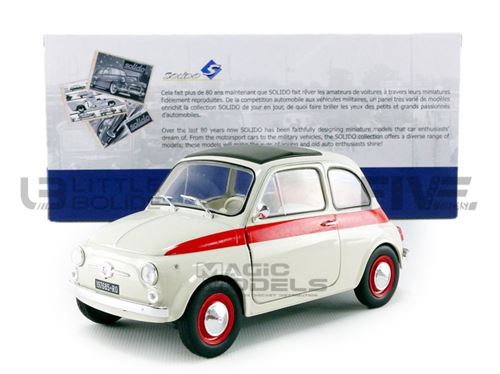 Voiture Miniature de Collection SOLIDO 1-18 - FIAT 500L Nuova Sport - 1965 - White / Red - 1801401