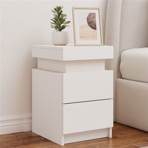 VIDAXL - Table de chevet - Lot de 2 - LED - Blanc - 35x39x55 cm - Image 3