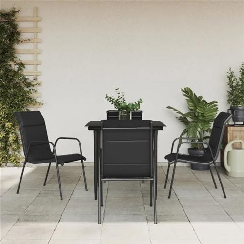 Non Communiqué Noir Vidaxl Ensemble À Manger De Jardin 5 Pcs Textilène Et Acier 3200703