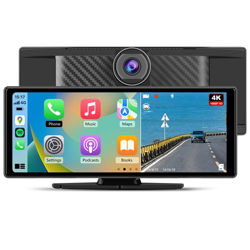 Carplay sans Fil et Android Auto,Stéréo Carplay Voiture avec Dashcam Avant 4K, Caméra Arrière 1080P Inclus - 10,26 Pouces Écran