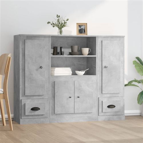 Non Communiqué Gris Vidaxl Buffets 3 Pcs Béton Bois D'ingénierie3185315