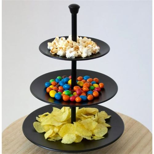 Excellent Houseware Support de service 3 niveaux 36,5 cm Noir mat