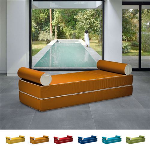 Canapé-lit double modulable de conception modulaire avec coussins Free Bed, Couleur: Orange