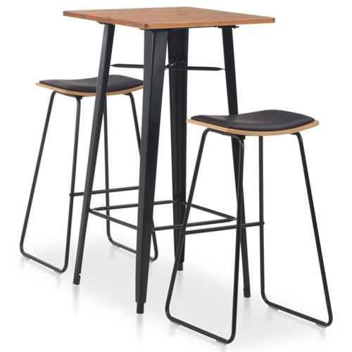 Non Communiqué Noir Mobilier De Bar 3 Pcs Acier - Image 1