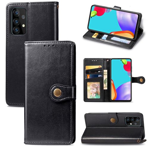 MPFRANCE Housse pour Samsung Galaxy A72 5G Noir [Porte Carte, etui portefeuille, boucle]