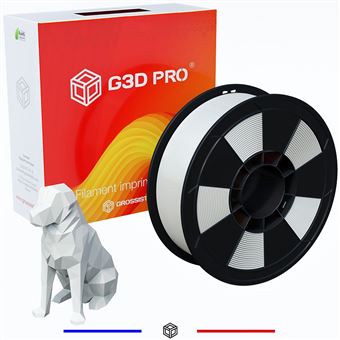 G3D PRO® Filament PLA pour imprimante 3D, 1,75mm, Blanc, Bobine, 1