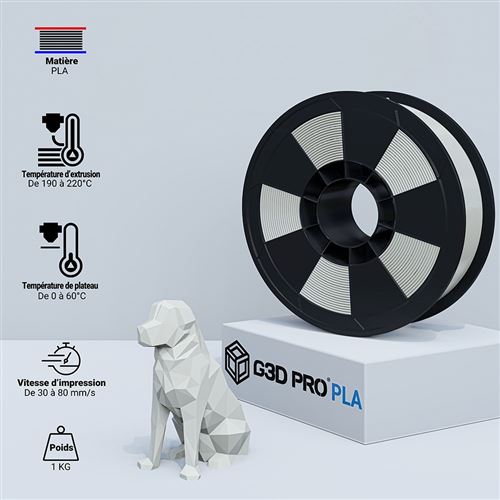 G3D PRO® Filament PLA pour imprimante 3D, 1,75mm, Noir, Bobine, 2 kg -  Consommable imprimante 3D - Achat & prix