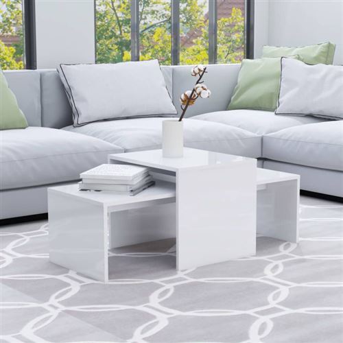 VIDAXL - Table basse - Ensemble de salon - Blanc - Image 3