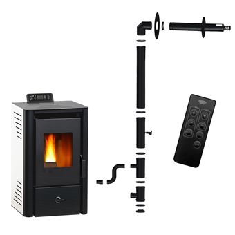 Poêle à granulés étanche Anita 9,4 kW Blanc Sannover + Kit d'installation - 1