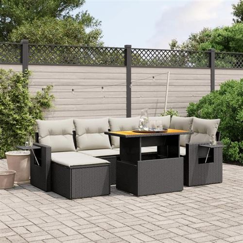 Vidaxl Noir Salon De Jardin 7 Pcs - Image 3