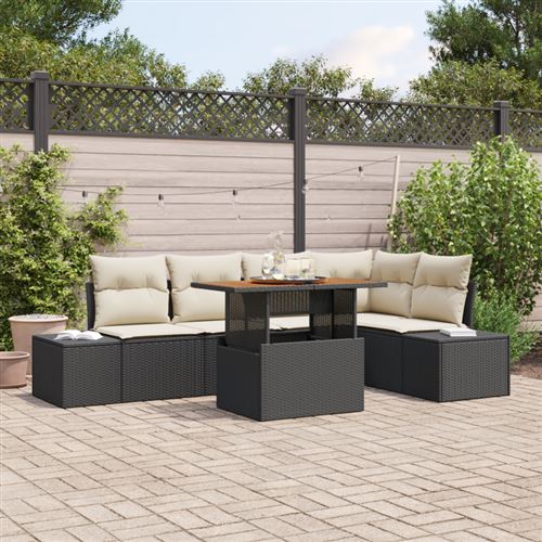Non Communiqué Noir Ensemble De Sofa De Jardin 6 Pièces Avec Coussins Poly Rotin