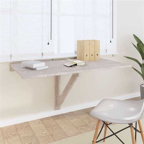 vidaXL Table murale pliable Gris béton 100x60x56 cm Bois d'ingénierie