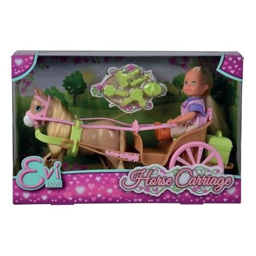 Non Communiqué Beige Caleche Et Cheval Pour Poupée Steffi Love Evi - 12Cm - Accessoires Inclus