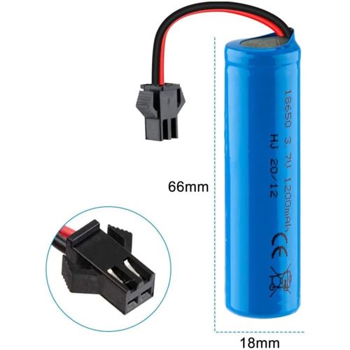Batterie LiPo 1S 3.7V 1200mAh pour Voitures RC Tout-Terrain, Camions Connecteur SM Plug Longue Durée, Bleu