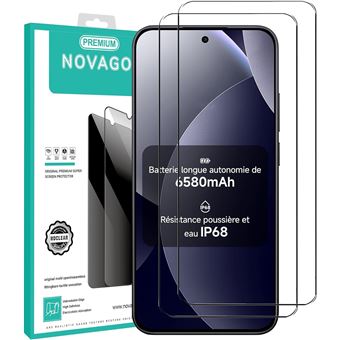 NOVAGO Compatible Xiaomi Redmi Note 15 Pro 5G - Lot de 2 Films Protection Écran Verre Trempé 9H (Ne couvre pas les bords incurvés) - 1