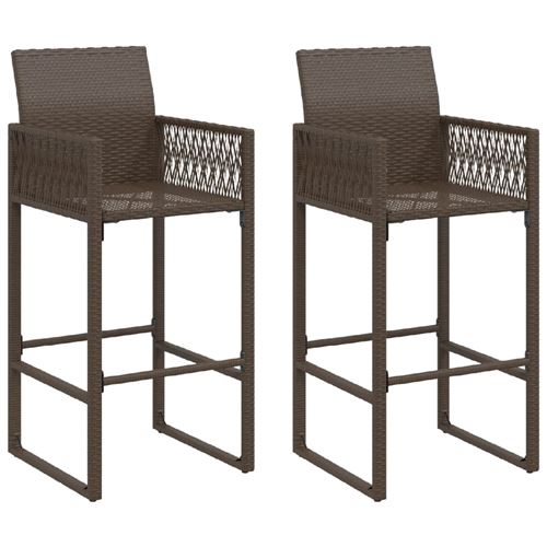 vidaXL - Tabourets de bar de jardin - Résine tressée - Marron - Lot de 2 - Image 3
