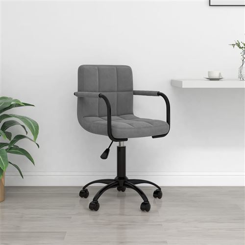 Vidaxl Gris Chaise De Bureau Pivotante - Velours Foncé - Image 3