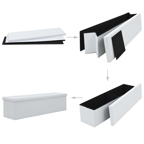 vidaXL Banc de rangement pliable Similicuir 150 x 38 x 38 cm Blanc