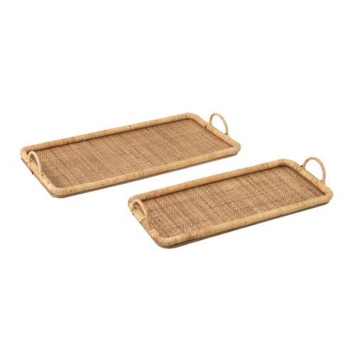 Non Communiqué Naturel Lot De 2 Plateaux De Service "Rotin" 71Cm