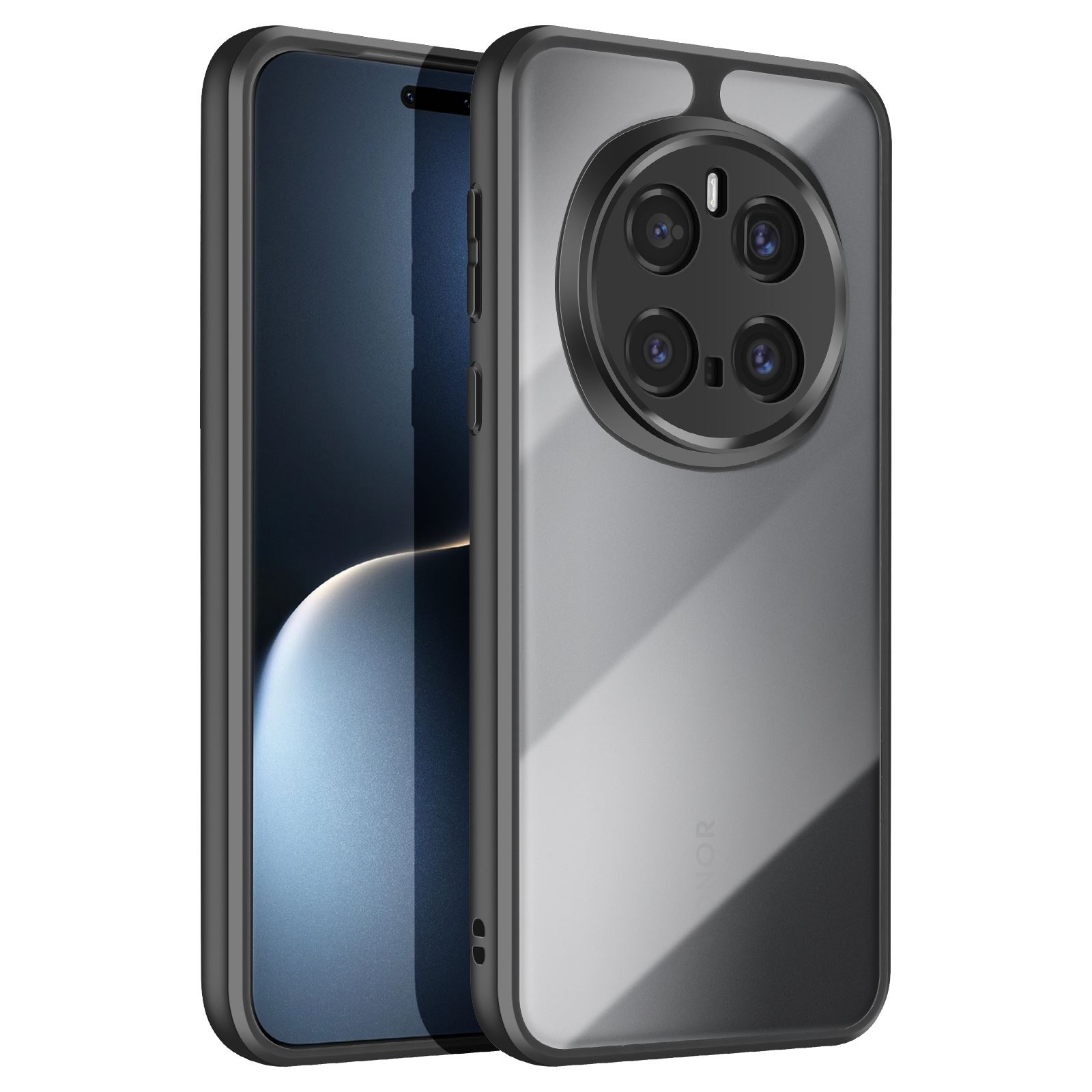 Coque Avizar Pour Honor Magic 7 Pro - Carbone / Cuir Tissé Vert Foncé - Silicone