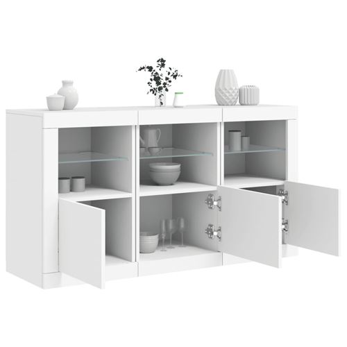 vidaXL Buffet avec lumières LED blanc 123x37x67 cm