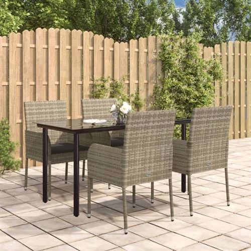 Non Communiqué Marron Vidaxl Mobilier À Dîner De Jardin Et Coussins 5 Pcs Noir Et Gris 3185163