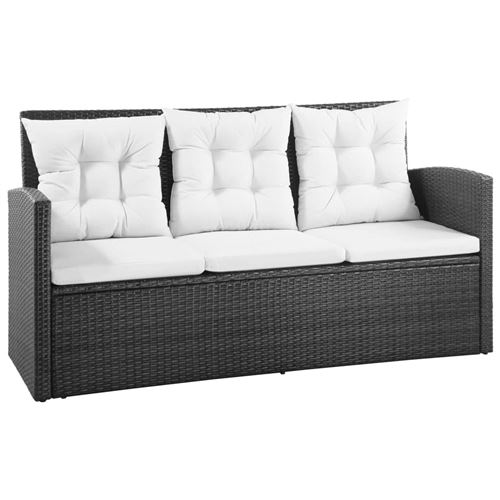 Salon de jardin 5 pcs avec coussins Résine tressée 20 x 70 x 66 cm Noir